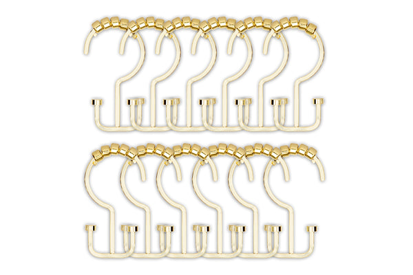Utopia Alley HK1GD Deco Flat Double Roller Shower Curtain Hooks, Gold