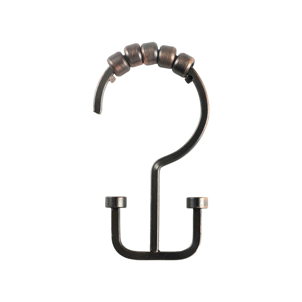 Utopia Alley HK1RB Deco Flat Double Roller Shower Curtain Hooks, Oil Rubbed Bronze