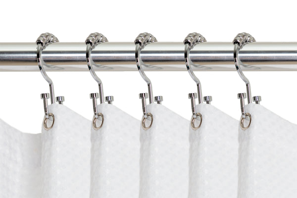 Utopia Alley HK1SS Deco Flat Double Roller Shower Curtain Hooks, Chrome