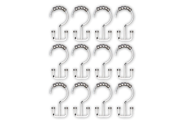 Utopia Alley HK1SS Deco Flat Double Roller Shower Curtain Hooks, Chrome
