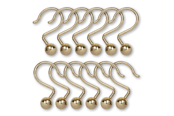 Utopia Alley HK7XX Ball Shower Curtain Hooks, Rustproof Aluminum Shower Curtain Hooks for Bathroom Shower Rods Curtains, Set of 12 - Chrome/Brushed Nickel/ORB/Black/Gold