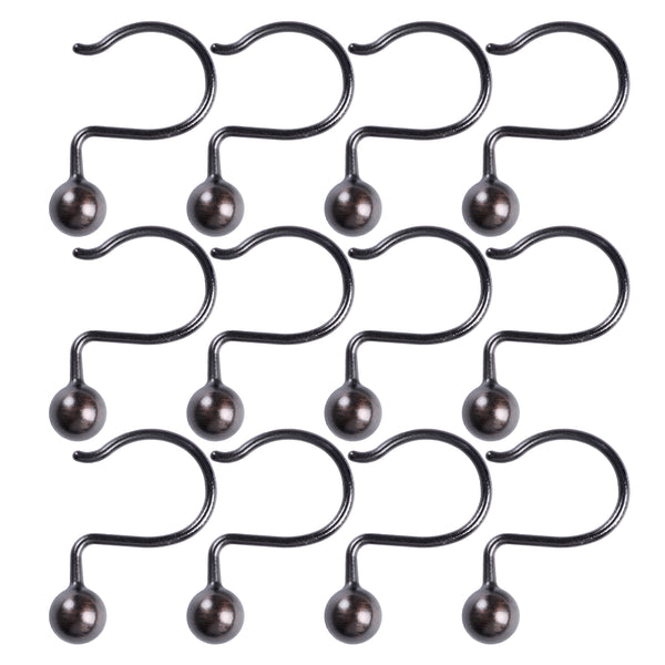 Utopia Alley HK7XX Ball Shower Curtain Hooks, Rustproof Aluminum Shower Curtain Hooks for Bathroom Shower Rods Curtains, Set of 12 - Chrome/Brushed Nickel/ORB/Black/Gold