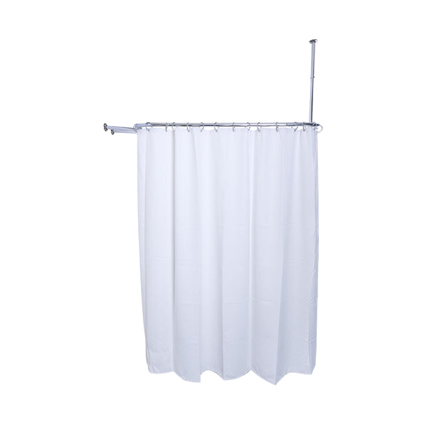 Utopia Alley HP10XX Rustproof Aluminum Hoop Oval Shower Rod With Ceiling Support for Free Standing Clawfoot Tub, 54 Inch Extra Large Size by 26 Inch, with White Shower Curtain 180x70 inch