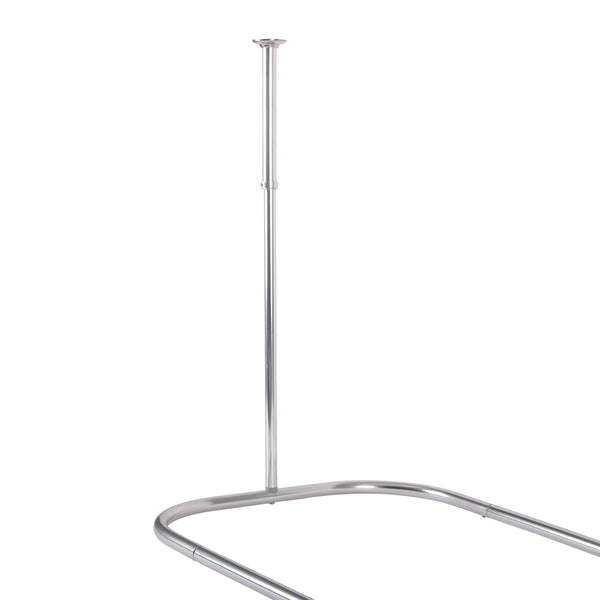 Utopia Alley HP10XX Rustproof Aluminum Hoop Oval Shower Rod With Ceiling Support for Free Standing Clawfoot Tub, 54 Inch Extra Large Size by 26 Inch, with White Shower Curtain 180x70 inch