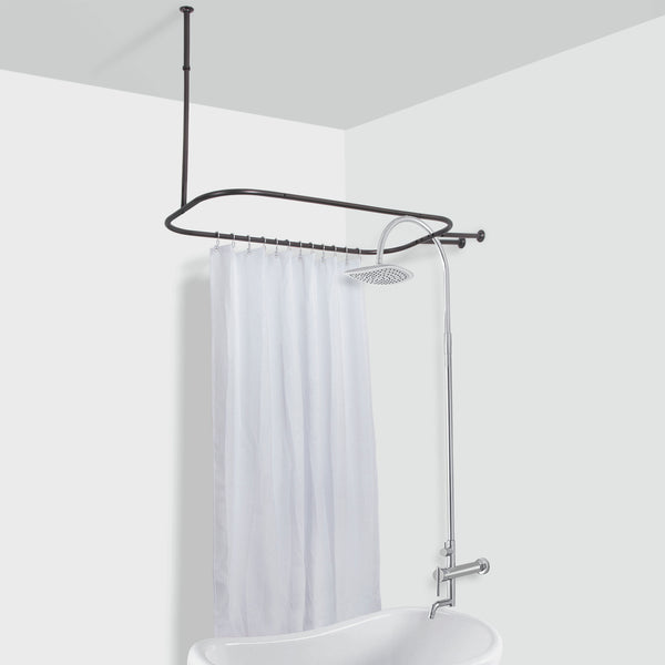 Utopia Alley HP1XX Rustproof Aluminum Hoop Shower Rod With Ceiling Support for Clawfoot Tub, 46 Inch Size by 22 Inch