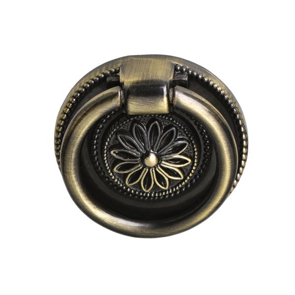 Utopia Alley HW133PLAB021 Medici Ring Pull, 1 5/8" Diameter, Antique Brass