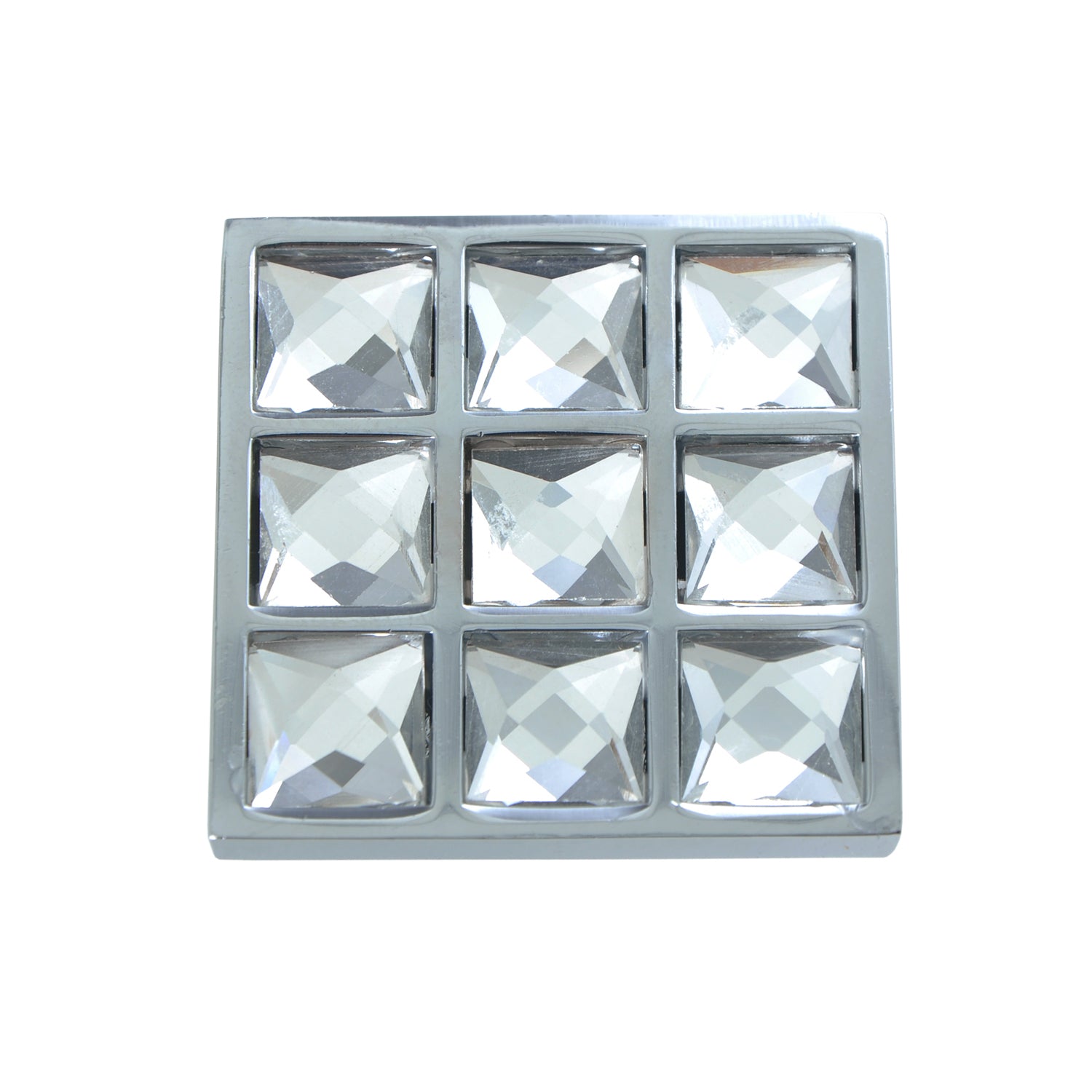 Utopia Alley HW337PLCH021 Gleam Grid 9 Crystal Square Cabinet Knob, 1.5", Polished Chrome