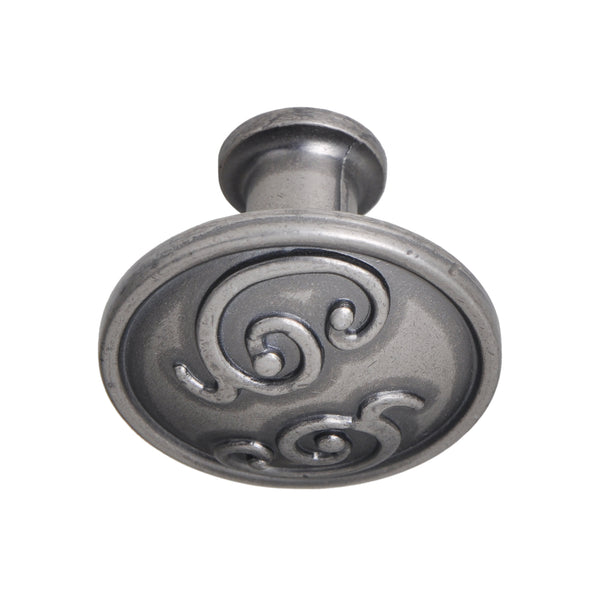 Utopia Alley HW343PLPT011 Roma Cabinet Ring Pull Knob - Decorative Cabinet Drop Pull Knobs for Cabinets and Drawers - Vintage Cabinet Hardware with Hand Finished Pewter - Metal Drawer Pull Knobs 1.3"