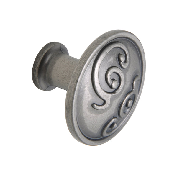 Utopia Alley HW343PLPT011 Roma Cabinet Ring Pull Knob - Decorative Cabinet Drop Pull Knobs for Cabinets and Drawers - Vintage Cabinet Hardware with Hand Finished Pewter - Metal Drawer Pull Knobs 1.3"