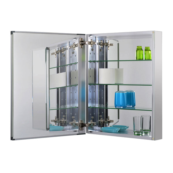 Utopia Alley MC2AL Frameless 24inch x 30inch Rustproof Medicine Cabinet, Mirrored Sides, Recess Or Surface Mount, Silver