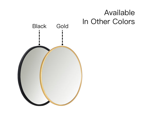Utopia Alley MR5XX Bathroom Round Mirror, Wall-Mounted Bathroom Mirror, 24''Modern Metal Frame, Suitable for Wall Hanging Decoration, Dressing Table, Living Room, Bedroom
